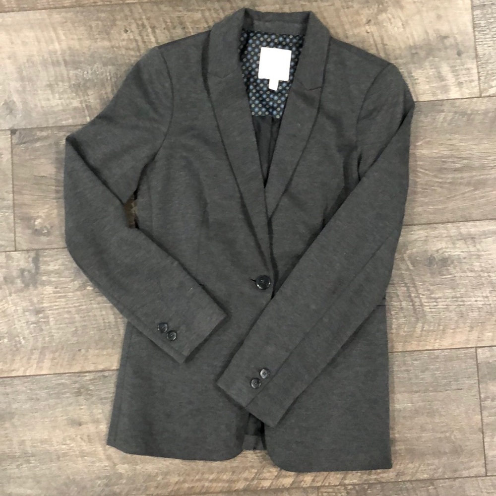 Lila Rose Stretch Ponte Blazer Charcoal Gray